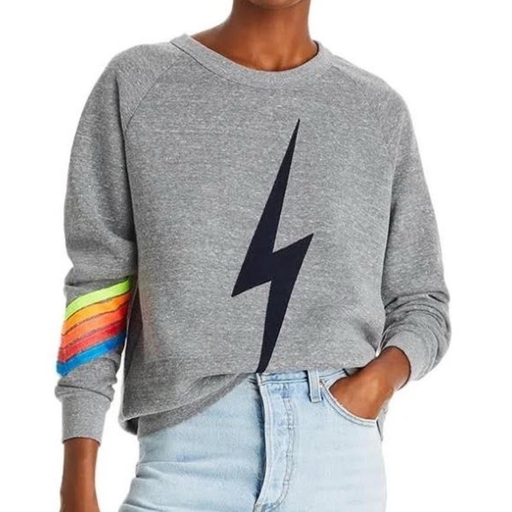 Gray Lightning Bolt Sweatshirt Aviator Nation